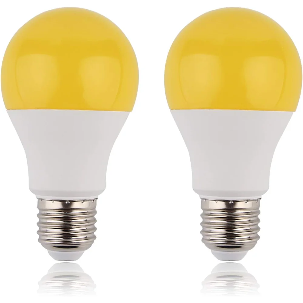 GREENIC Yellow LED Bug Light Bulbs, 9W A19, 2-Pack