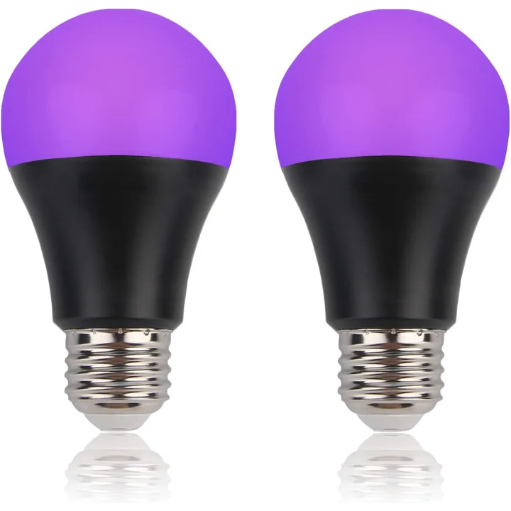GREENIC UV LED Black Light Bulbs, 8W A19, 2-Pack