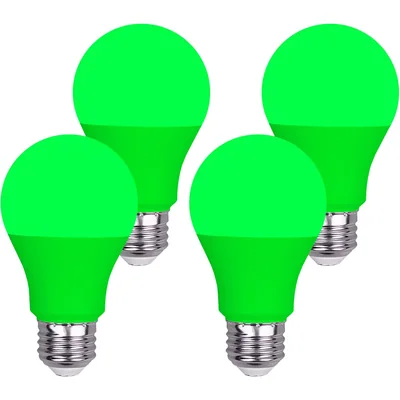 GREENIC Colored LED Light Bulbs, 9W A19, 4-Pack, Green, picture 1