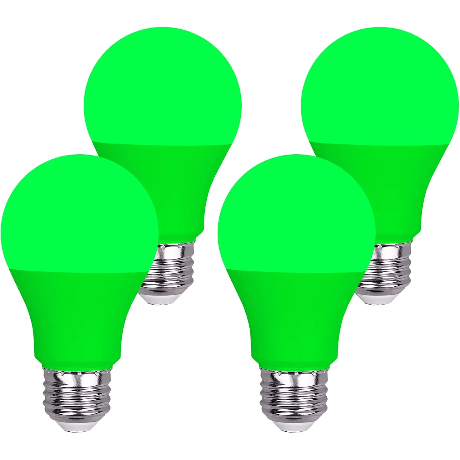 GREENIC Colored LED Light Bulbs, 9W A19, 4-Pack, Green