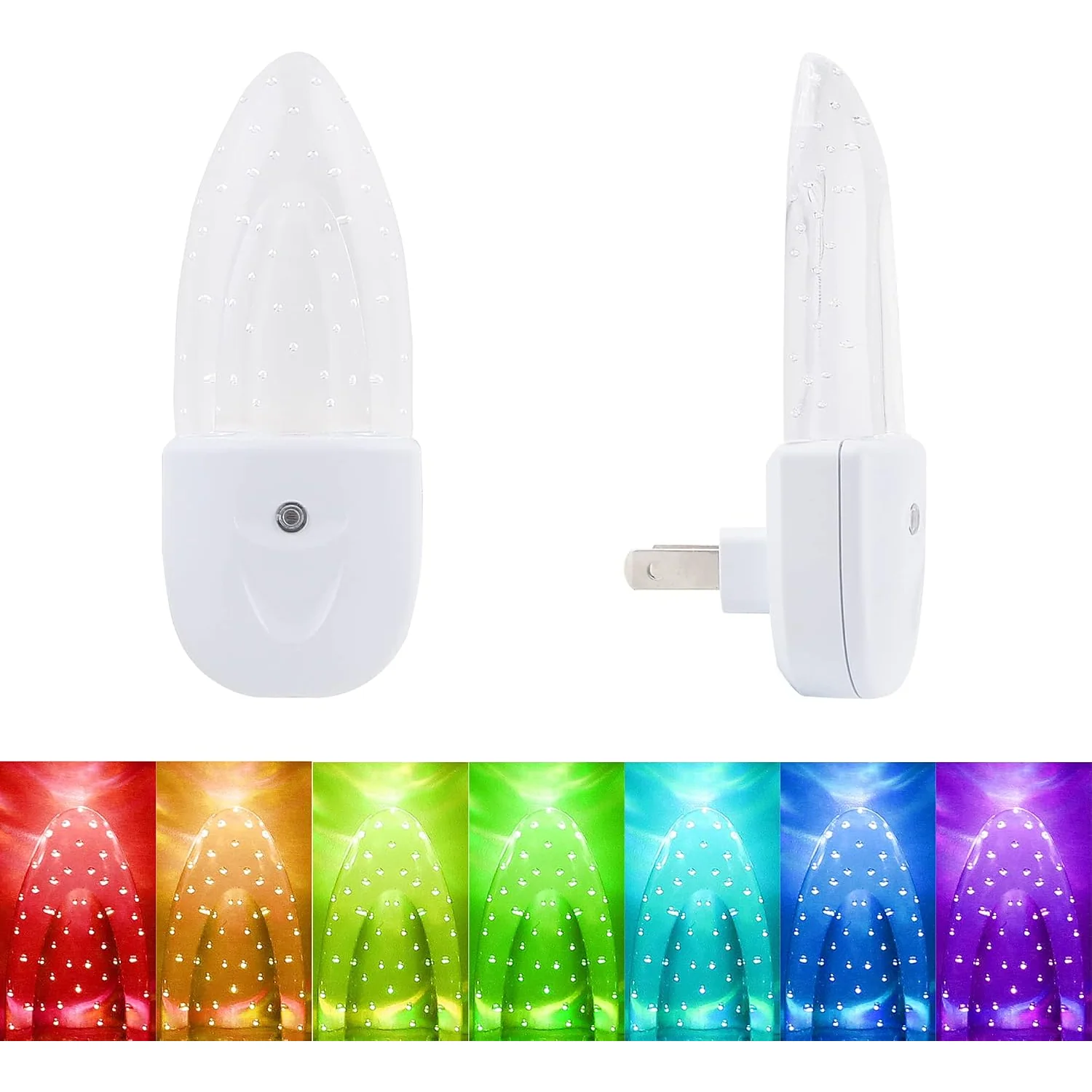 GREENIC Plug-in LED Night Lights with Light Sensor, 4-Pack, Multicolor bubble