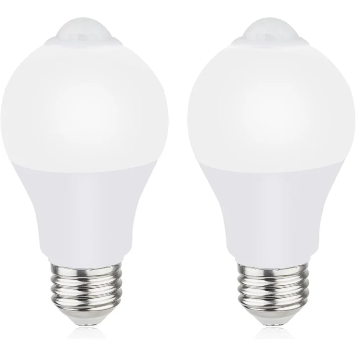 GREENIC PIR Motion Sensor Light Bulbs, 9W A19 Daylight, 2-Pack
