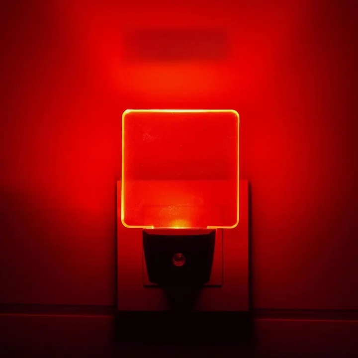 GREENIC Square Plug-in Night Lights, Dusk to Dawn, 2-Pack, Red