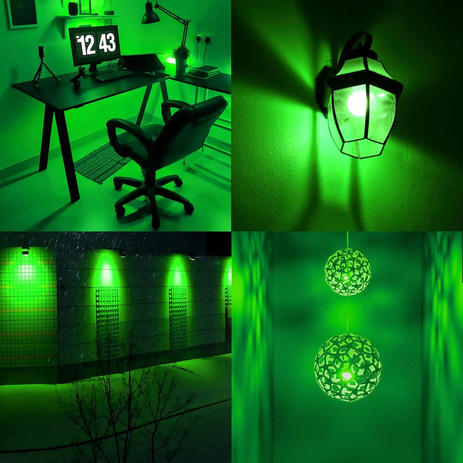 GREENIC Colored LED Light Bulbs, 9W A19, 4-Pack, Green