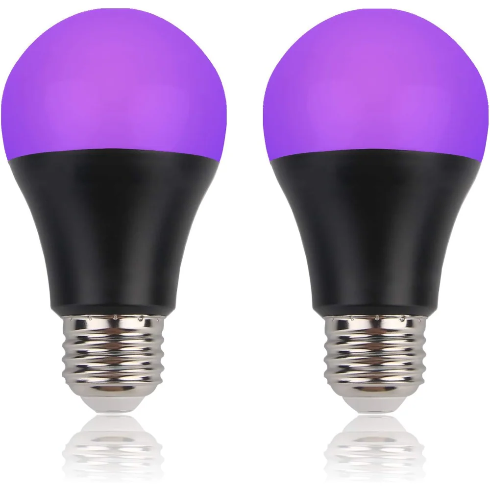 GREENIC UV LED Black Light Bulbs, 8W A19, 2-Pack