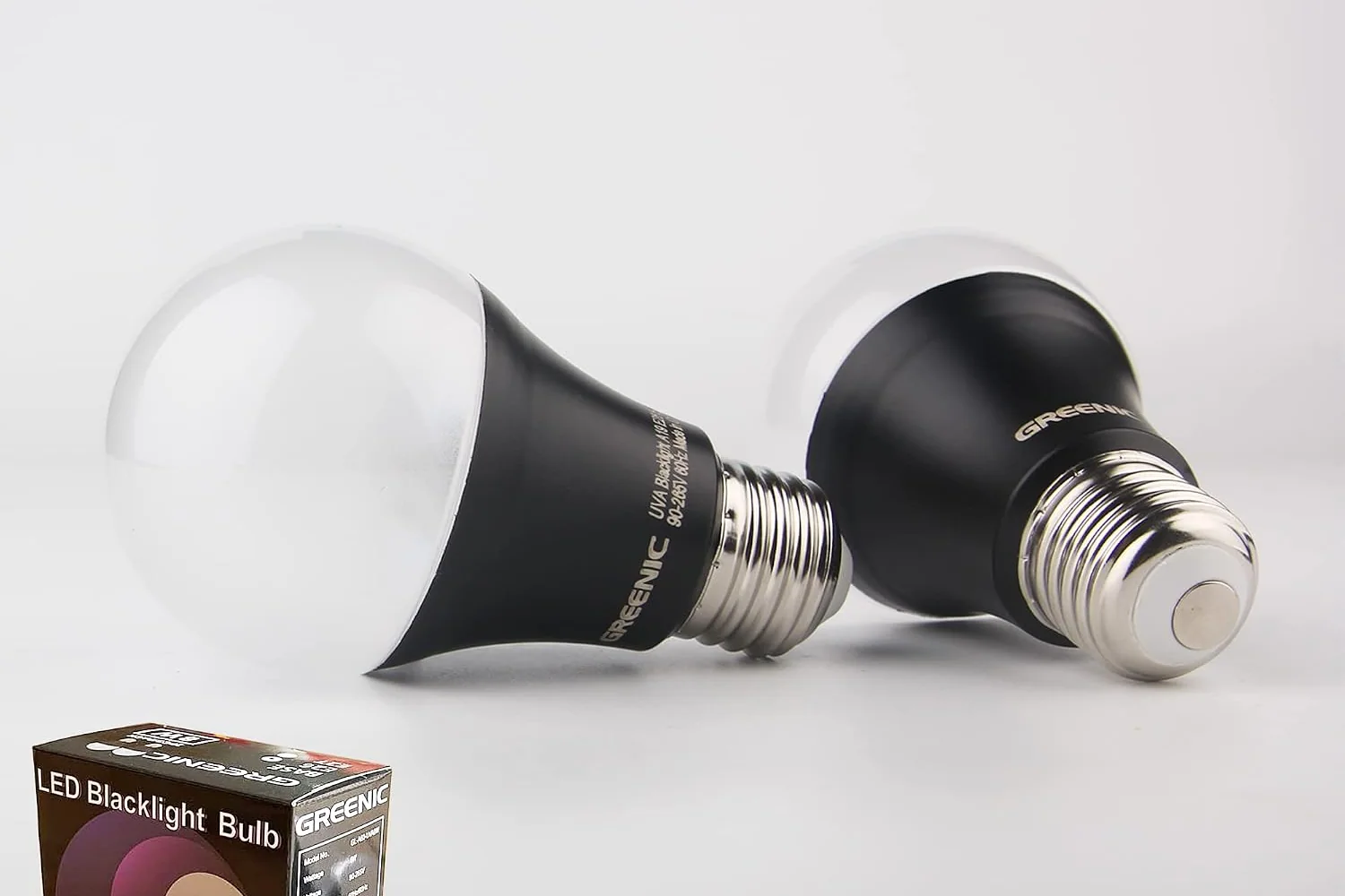 GREENIC UV LED Black Light Bulbs, 8W A19, 2-Pack