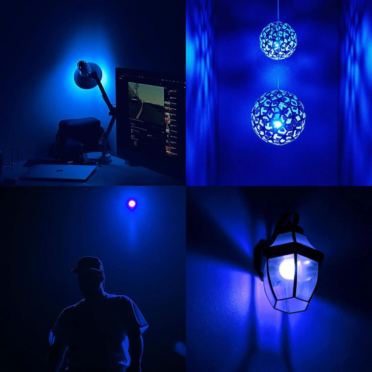 GREENIC Colored LED Light Bulbs, 9W A19, 4-Pack, Blue