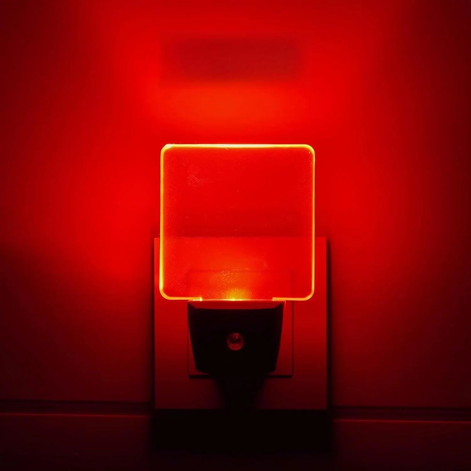 GREENIC Square Plug-in Night Lights, Dusk to Dawn, 2-Pack, Red