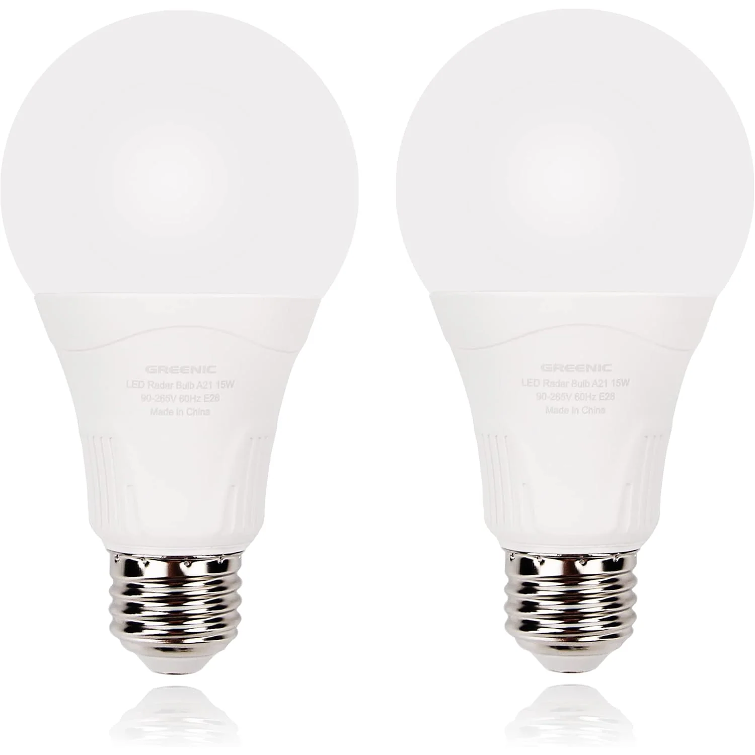 GREENIC Radar Motion Sensor Light Bulbs, 15W A21, 2-Pack, Daylight 5000K